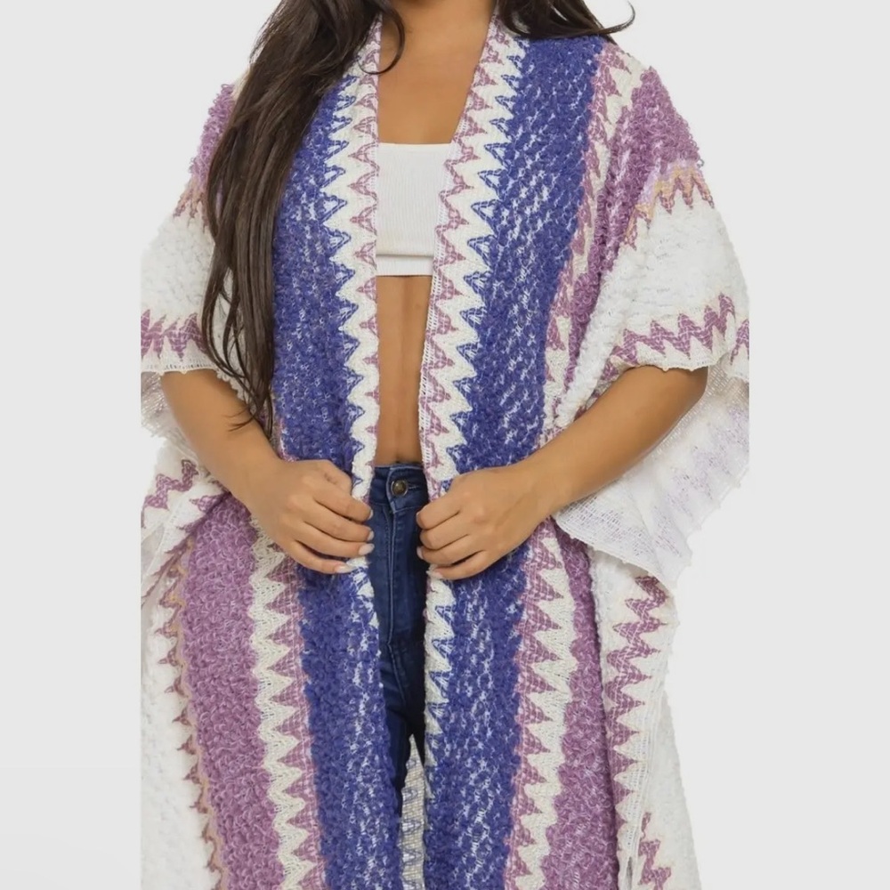 Boho Chic Chevron knit Kimono one size fit most - Picture 7 of 10